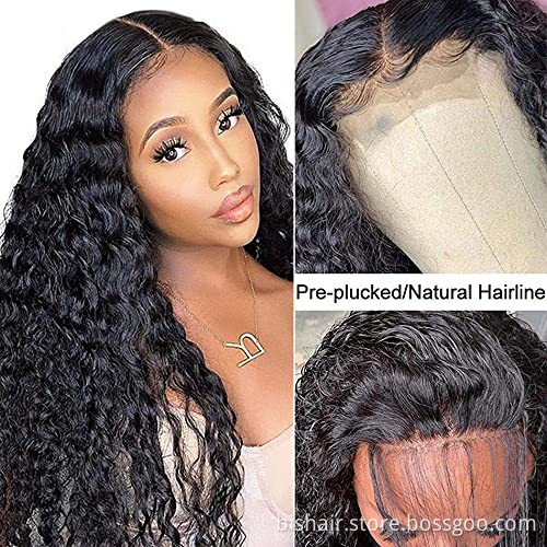 9A Deep Wave Front Lace 100% Real Hair Wig 4x4 Lace Wig Brazil Real Hair Remy Front Lace Wig 150% Density Wholesale Discount
